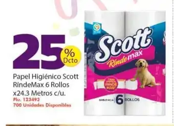 Mercaldas Scott Rindemax 6 Rollos Papel Higienico x 24.3 Metros oferta