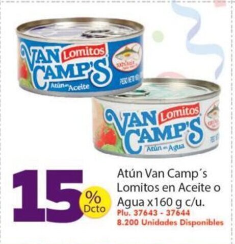 Mercaldas Van Camp's Atun Lomitos en Aceite o Agua x 160g c/u oferta