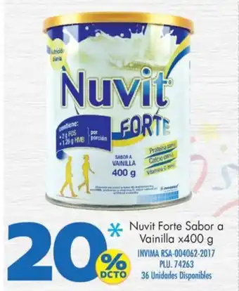 Mercaldas Nuvit Forte Sabor a Vainilla x 400g oferta