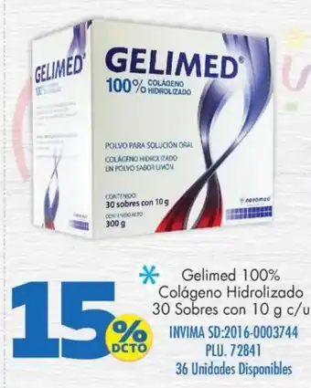 Gelimed 100% Colageno Hidrolizado 30 Sabres con 10g c/u