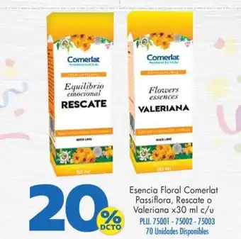 Mercaldas Comerlat Esencia Floral Passiflora, Rescate o Valeriana x 30 ml c/u oferta
