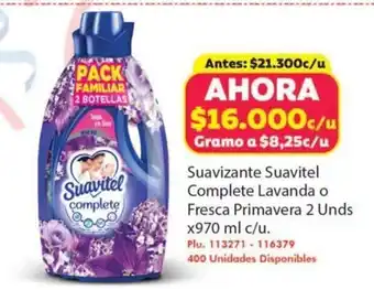 Mercaldas Suavitel Suavizante Complete Lavanda o Fresca Primavera 2 Unds x 970 ml c/u oferta