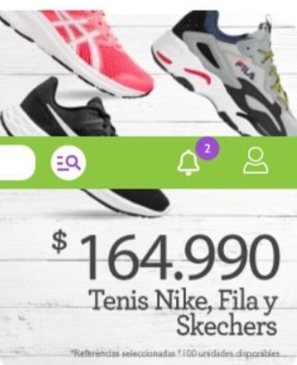 Carulla Tenis Nike, Fila y Skechers oferta