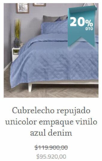 Brissa Cubrelecho repujado unicolor empaque vinilo azul denim oferta