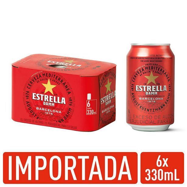 Carulla Cerveza con alcohol sixpack estrella damm 1980 ml oferta