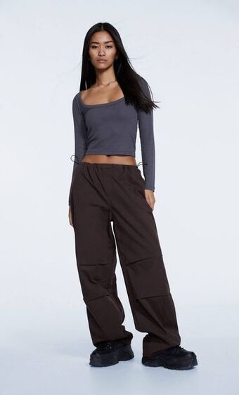 Stradivarius Camiseta manga larga canalé oferta