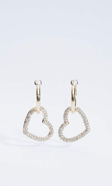 Stradivarius Pendiente aro con corazón strass oferta