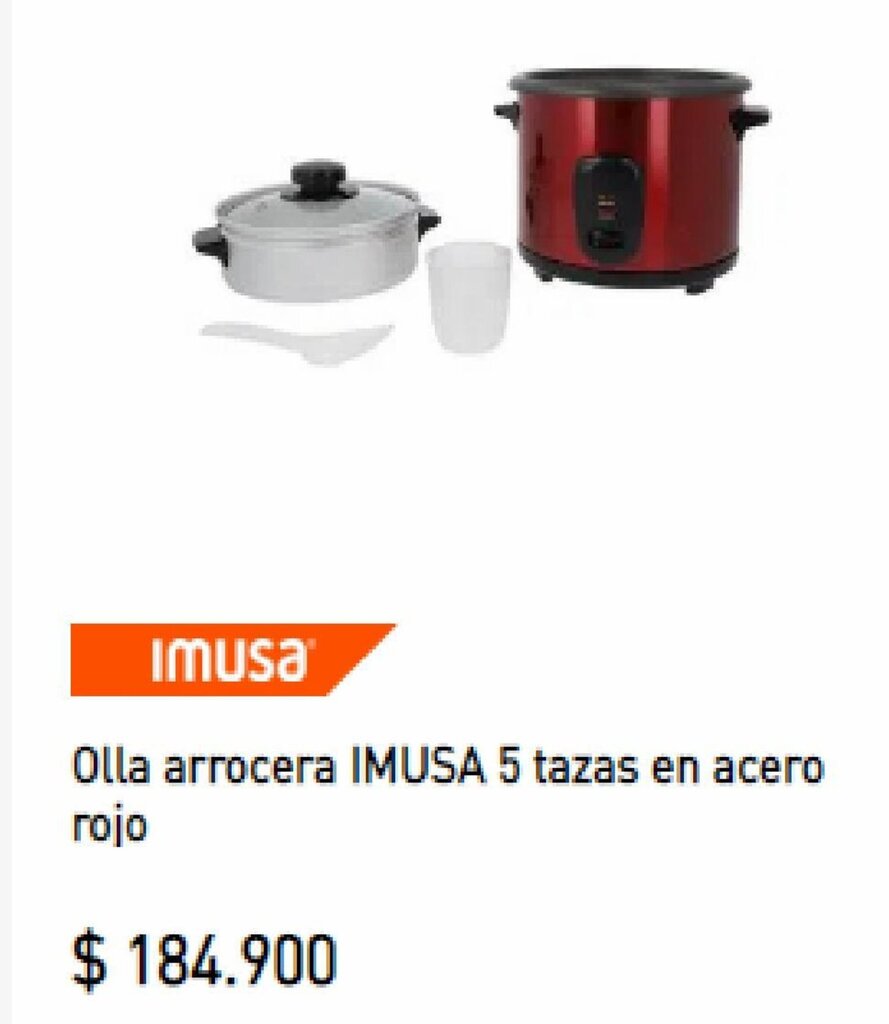Imusa Imusa Olla Arrocera 5 tazas en acero rojo oferta