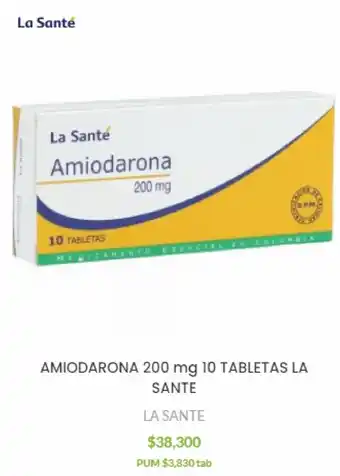 Farmacia San Jorge La Sante Amiodarona 200 mg 10 Tabletas oferta