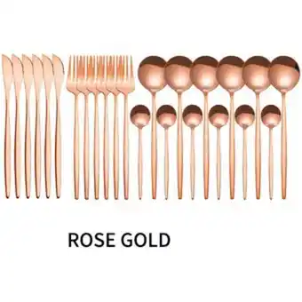 Linio Set de cubiertos acero inoxidable dorado rosa juego 24 piezas oferta