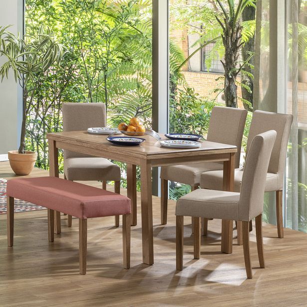 Muebles Jamar Comedor 6 puestos bruce eurolino marfil, coral y natural oferta