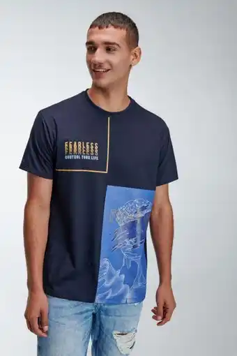 Koaj Camiseta manga corta azul intenso con estampados delanteros oferta