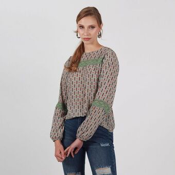 Fuera de Serie Blusa cuello redondo manga larga oferta