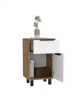 Flamingo Mesa de noche wesley, blanco y miel, con diseño practico, funcional y modeno zf oferta