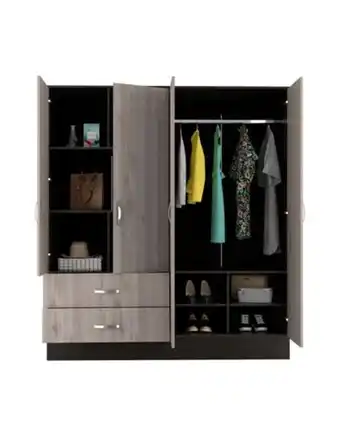 Flamingo Closet quiles, humo y wengue, con dos espejos y cuatro puertas abatibles zf oferta
