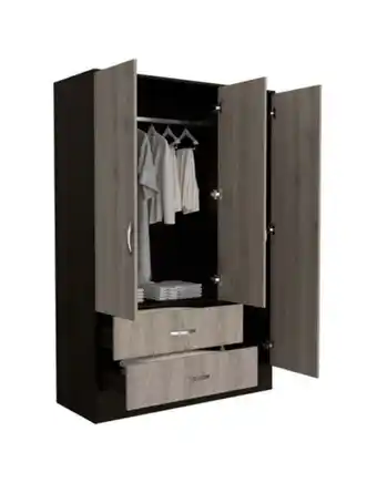 Flamingo Closet quiles, wengue y humo, con espejo, tubo para colgar ropa, 3 puertas abatibles zf oferta
