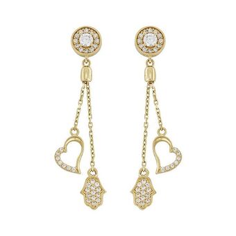 Kevin's Joyeros Aretes en oro amarillo de 18 kilates, tiras, con zircones oferta