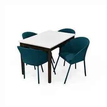 Éxito Set de comedor teba 4p con sillas seúl petroleo oferta