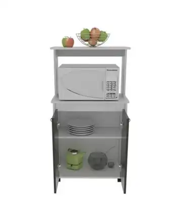 Flamingo Módulo microondas palma, blanco y wengue, con dos puertas abatibles y rodachinas para su fácil desplazamiento oferta