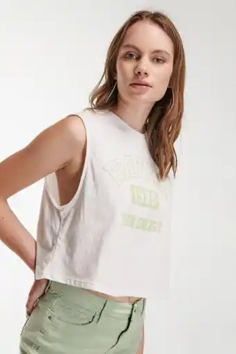 Koaj Camiseta unicolor sin mangas con estampado de letras en frente oferta