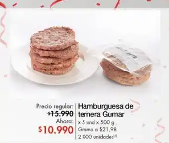 Metro Hamburguesa de ternera gumar oferta