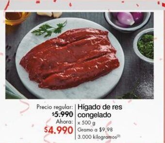 Metro Hígado de res congelado oferta