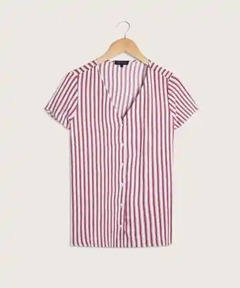 Pat Primo Blusa botones cuello v estampado lineas oferta