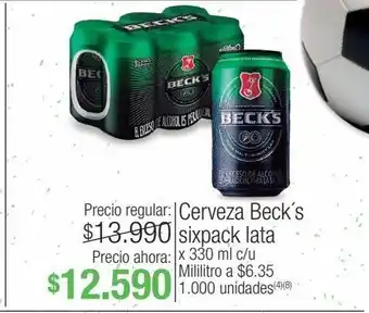 Jumbo Cerveza beck´s sixpack lata x 330 ml c/u oferta