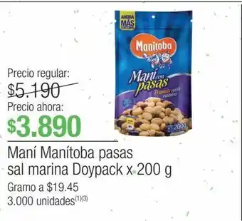 Maní manítoba pasas sal marina doypack x 200 g
