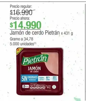 Jumbo Jamón de cerdo pietrán x 431 g oferta