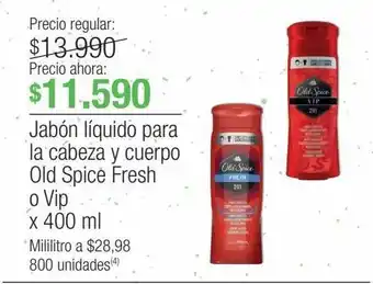Jumbo Abón líquido para la cabeza y cuerpo old spice fresh o vip x 400 ml oferta