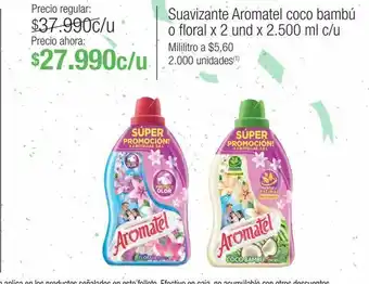 Jumbo Suavizante aromatel coco bambú o floral x 2 und x 2.500 ml c/u oferta