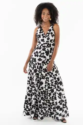 Vestido tiras escote cruzado flor negra