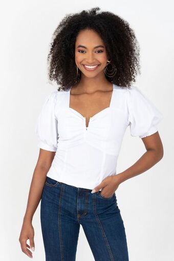 Unipunto Blusa manga corta escote corazón con herraje oferta