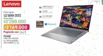 Jumbo Computador portátil lenovo oferta