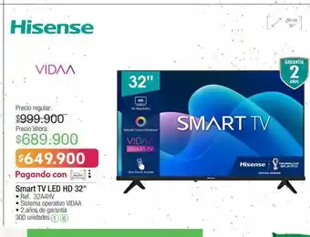 Jumbo Smart tv hisense 32" oferta