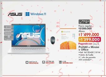 Metro Computador portátil + mouse + office asus oferta