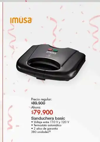 Metro Sanduchera basic imusa oferta