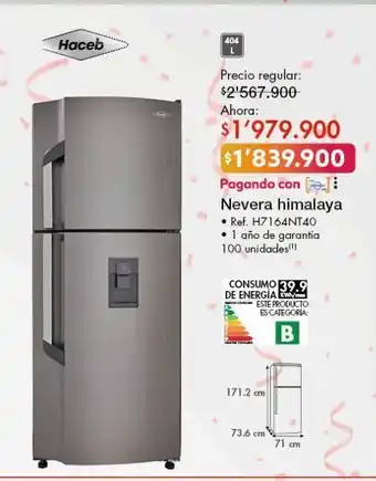 Metro Nevera haceb himalaya oferta