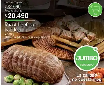 Jumbo Roast beef en bandeja x 500g oferta