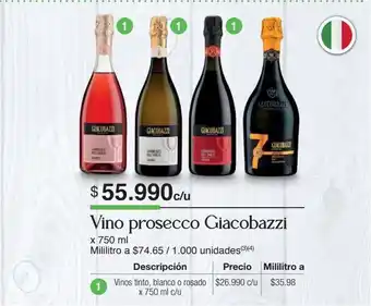 Jumbo Vino prosecco giacobazzi x 750ml oferta