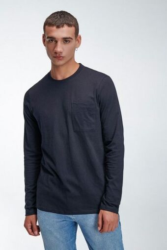 Koaj Camiseta para hombre, manga larga, unicolor con bolsillo en frente oferta