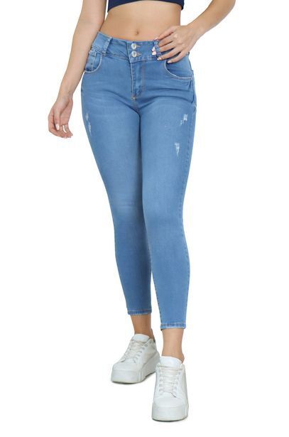 Joystaz Jeans Skinny fit, levanta cola clásico, dos bonotes, cuatro bolsillos, color azul claro oferta