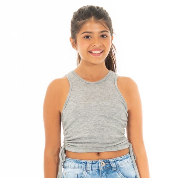 Nauty Blue Lace up beige crop top oferta