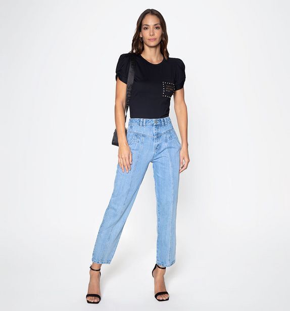Studio F Jean slouchy tiro alto con cortes y pren oferta