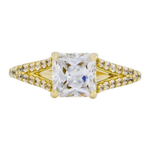 Kevin's Joyeros Anillo en oro amarillo de 18 kilates, con zircon central y decoración en zircones oferta