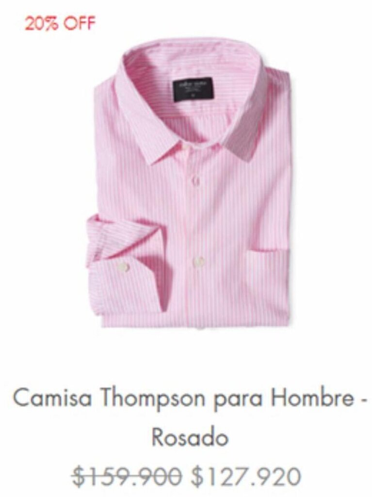 Color Siete Camisa Thompson para Hombre Rosado oferta