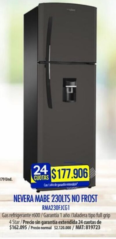 Rayco Nevera Mabe 230L NF oferta