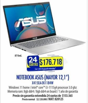 Rayco Asus Notebook Mayor 12,1" oferta