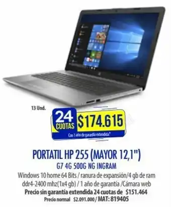 Portatil HP 255 Mayor 12,1"